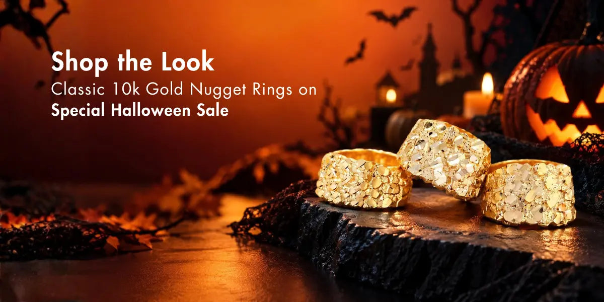 Shop the Look: Classic 10k Gold Nugget Rings on Special Halloween Sale